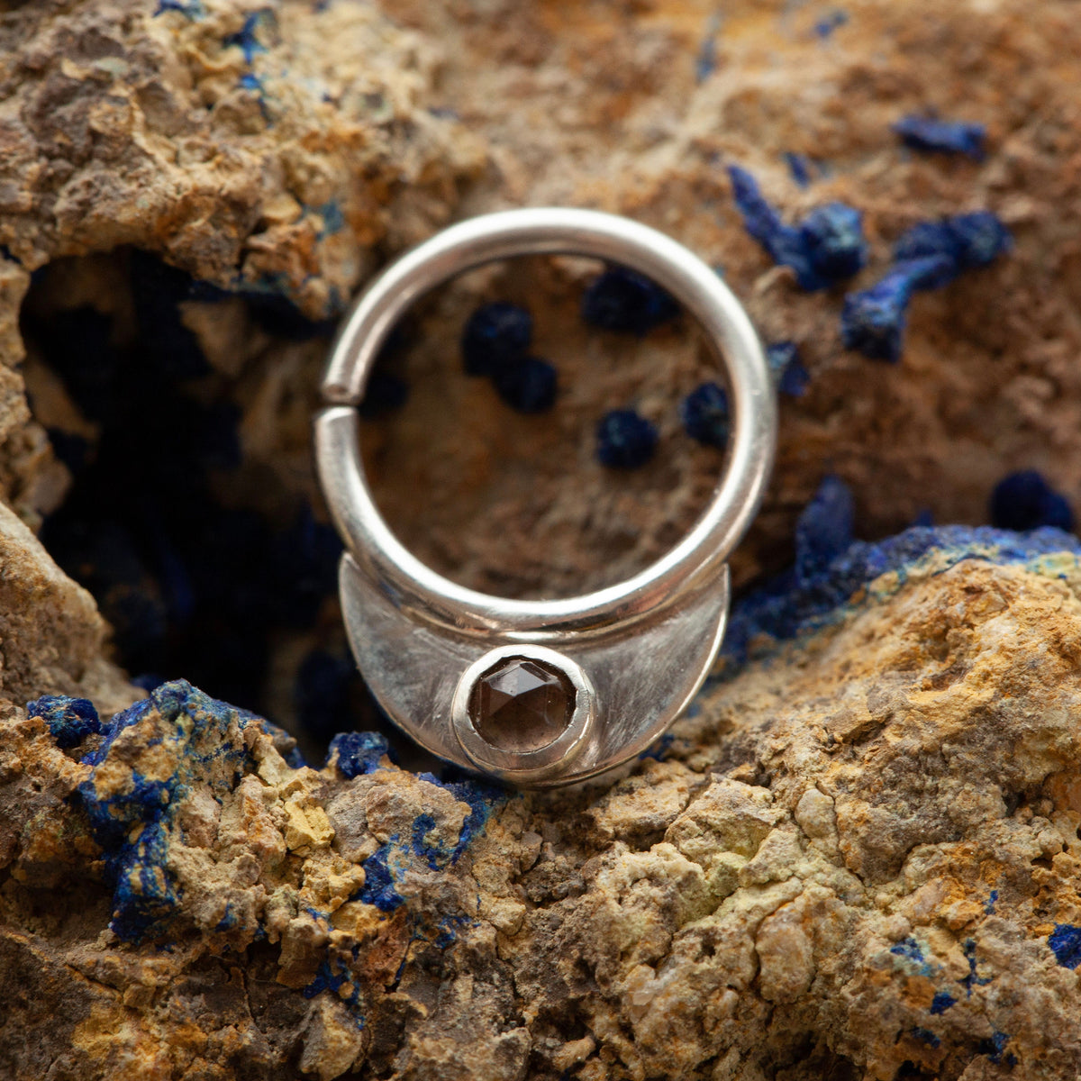 Rahu Septum Ring with Smoky Quartz Clementine Co. Jewelry