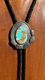 Blue Cerrillos Turquoise Silver Bolo with Prickly Pear