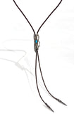Cholla Cactus Bolo Tie in Silver With Turquoise