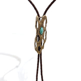 Cholla Cactus Bolo Tie in Bronze With Turquoise or Varicite