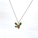 Silver Nopal Necklace with Green Turquoise