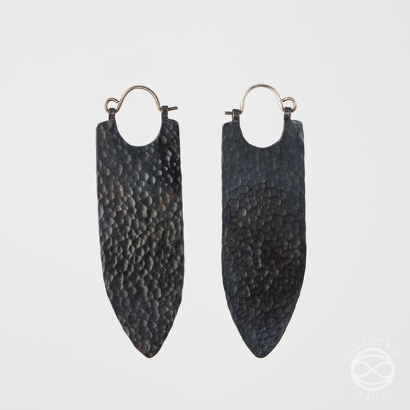 Banner Earrings in Blackened Copper