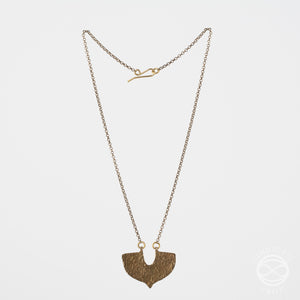 Shield Necklace in Antiqued Brass