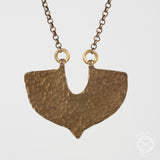 Shield Necklace in Antiqued Brass