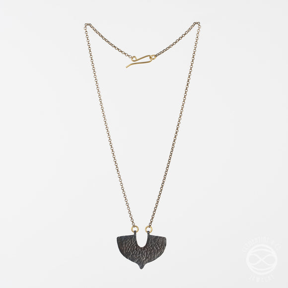 Shield Necklace in Blackened Copper
