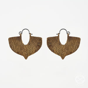 Shield Earrings in Antiqued Brass