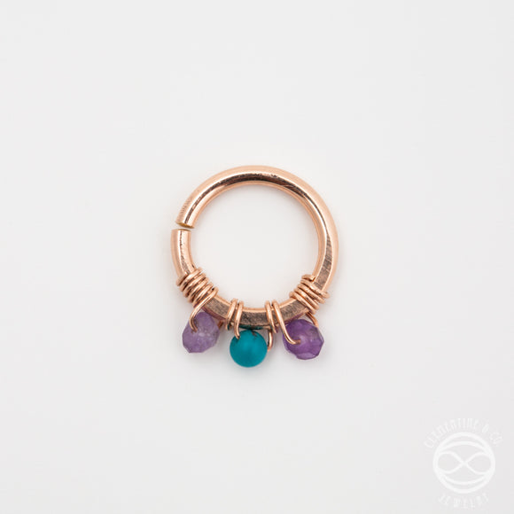 Jeweled Septum Ring in Rose Gold