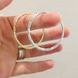 Aurari Hammered Hoops - Silver, Yellow Gold, Rose Gold