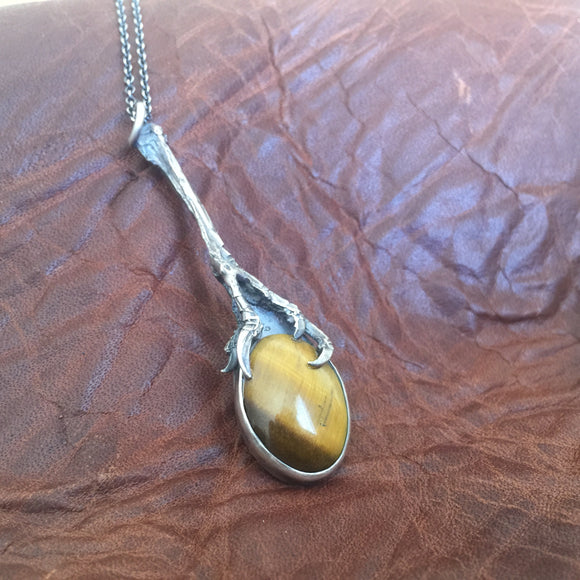 Tigers Eye Bird Claw Pendant