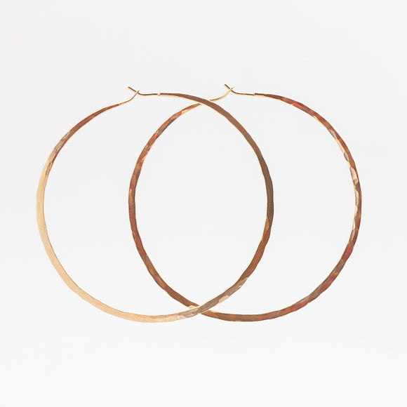 Hammered Hoops in Silver, Yellow Gold, or Rose Gold