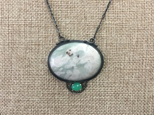 Agate and Chrysoprase Silver necklace
