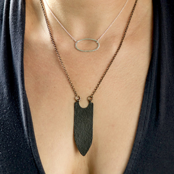 Banner Necklace in Blackened Copper
