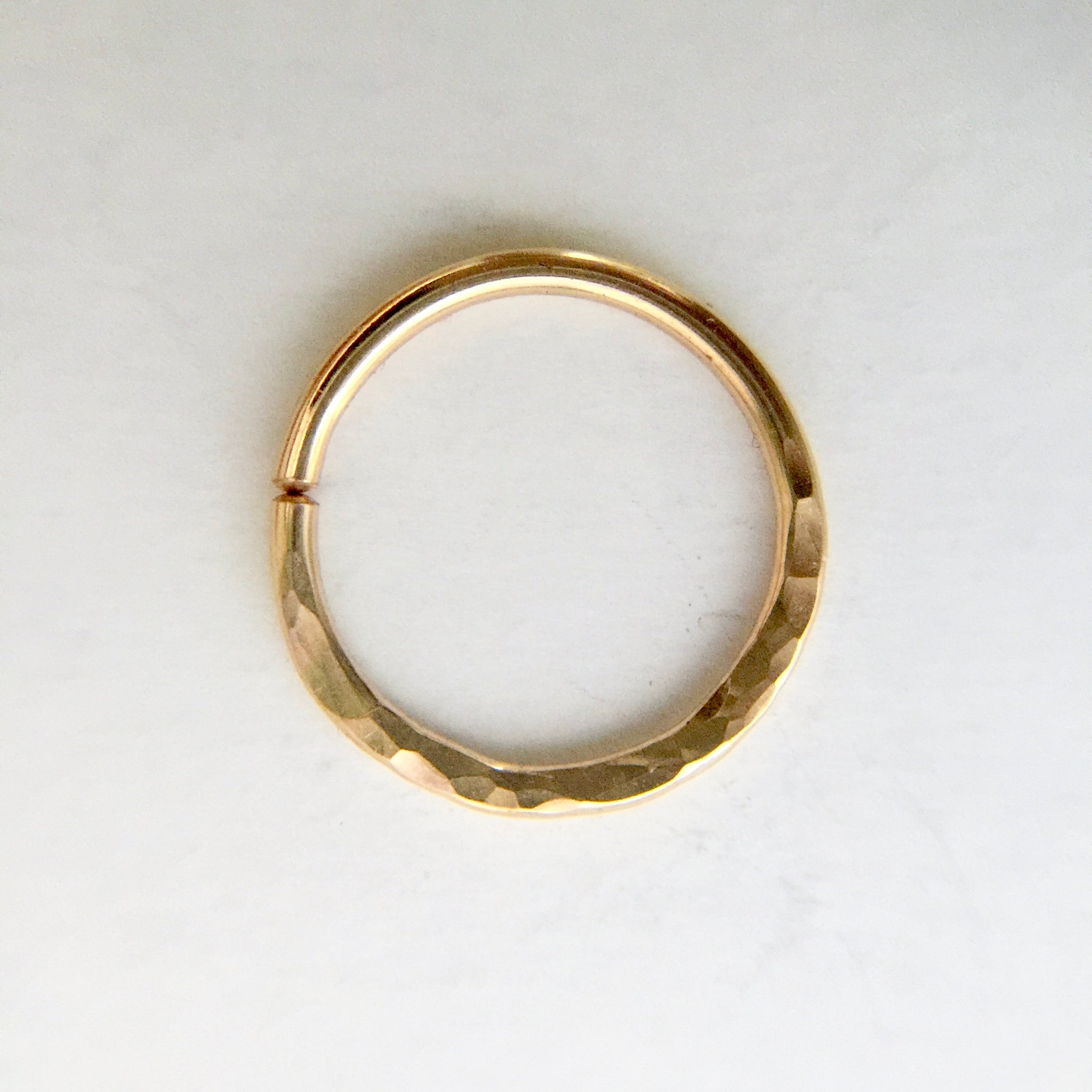 Solid 14k Yellow Gold Septum Ring Hammered Clementine Co. Jewelry