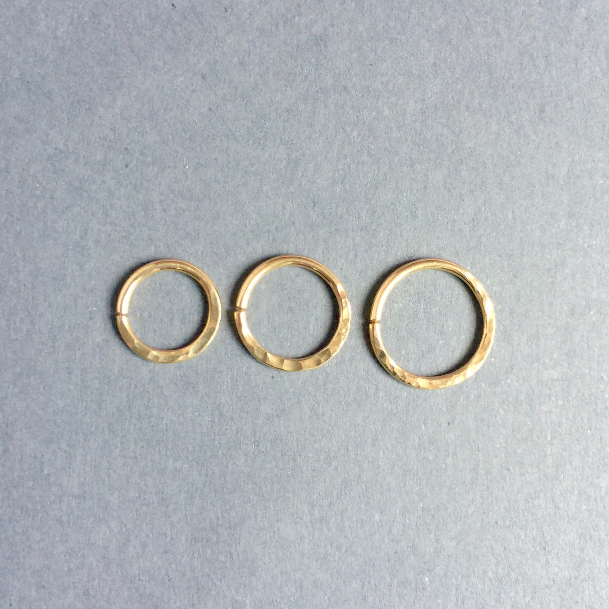 Solid 14k Yellow Gold Septum Ring Hammered Clementine Co. Jewelry