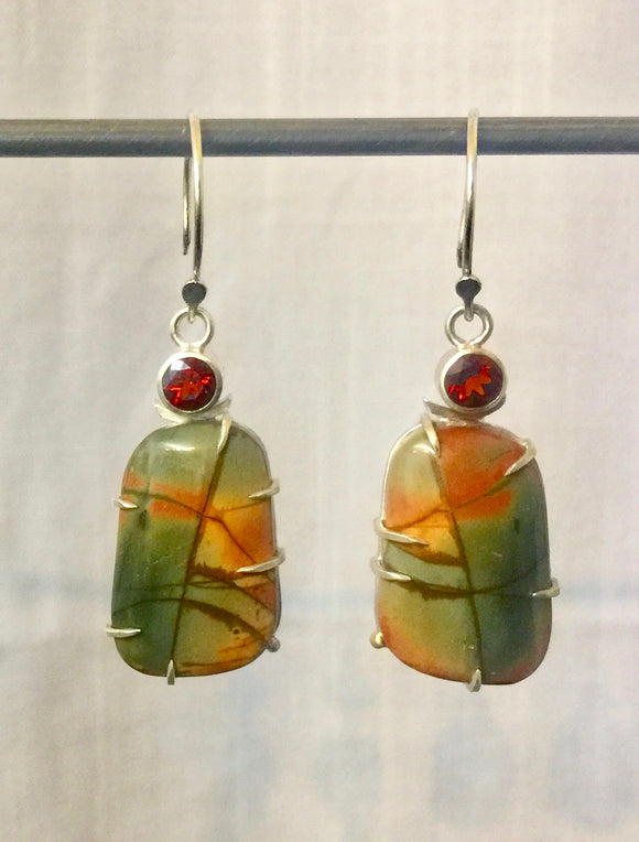 Jasper and Fire Citrine Earrings