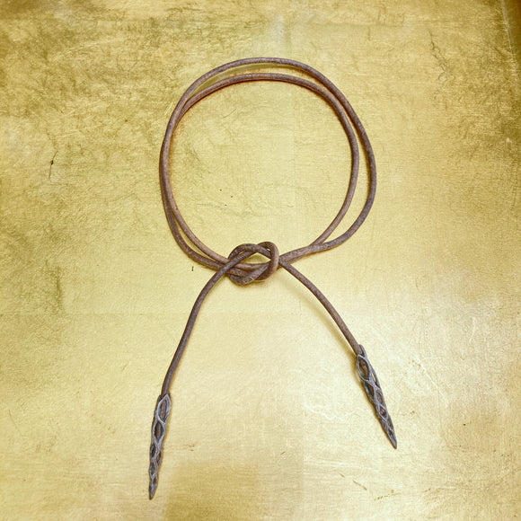 Cholla Lariat - Silver on Grey Leather